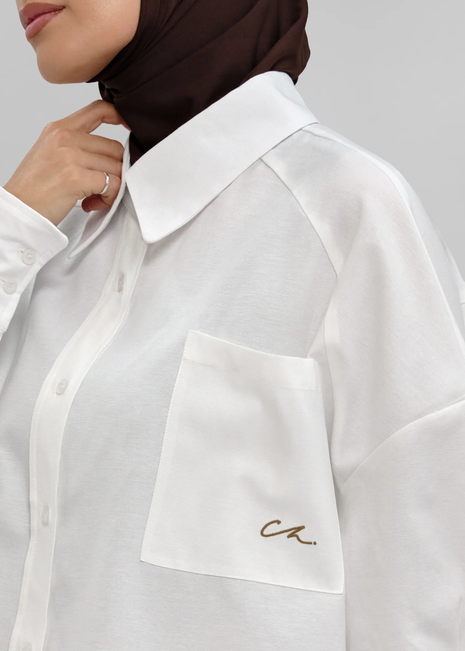 La Chemise Ivy Blanc / Camel - Image 4